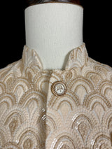 Pastel Gold Jacket for Men with Embroidery, thread and Sequin Work - Kaash
