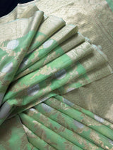 Pastel Green Color Linen Silk Saree with Banarasi Borders and Pallu and Floral Jaal Weave - Kaash