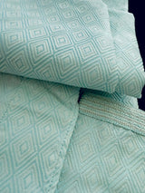 Pastel Green Soft Silk Men Kurta Pajama with Self Design material - Kaash