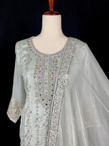 Pastel Grey Color Readymade Salwar Kameez - Indian Salwar Suit for Women - Designer Salwar Kameez for Party and Wedding - Gift for Women - Kaash