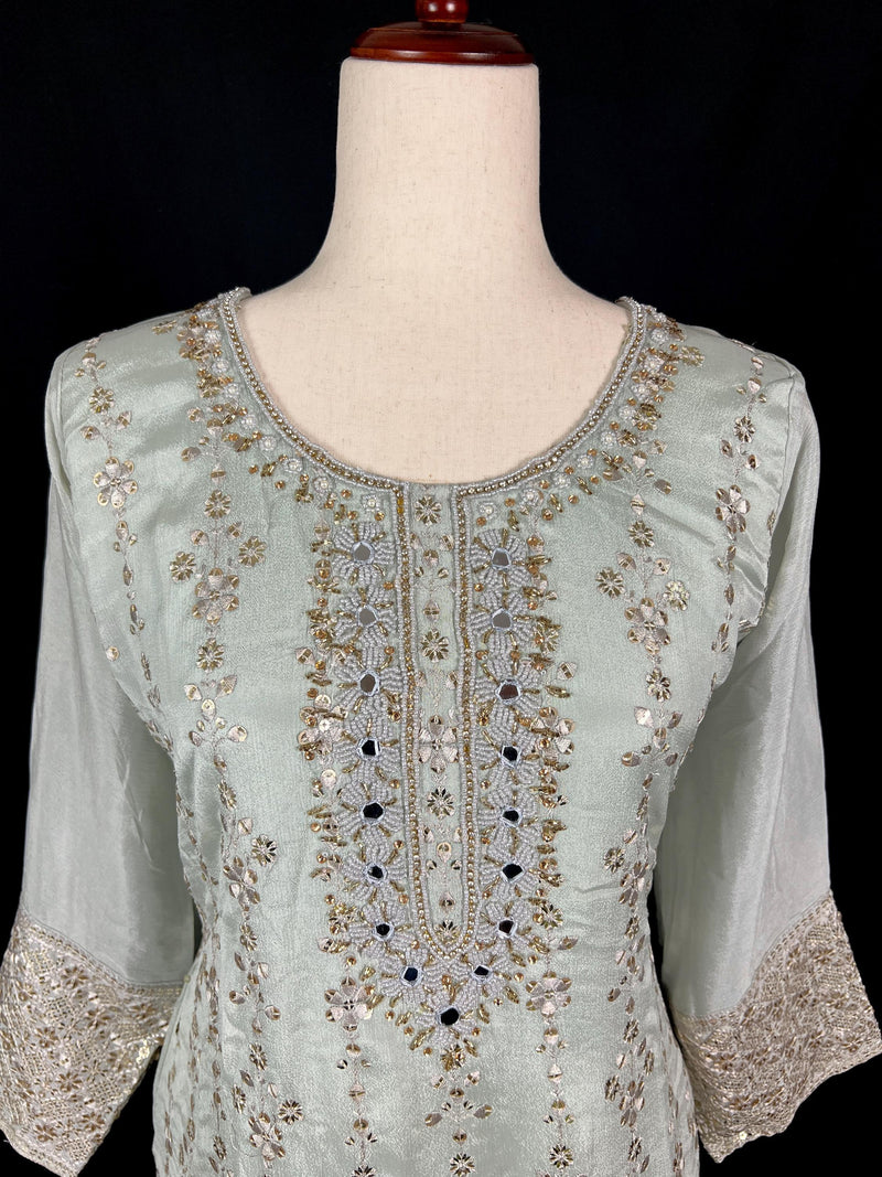 Pastel Grey Color Readymade Salwar Kameez - Indian Salwar Suit for Women - Designer Salwar Kameez for Party and Wedding - Gift for Women - Kaash