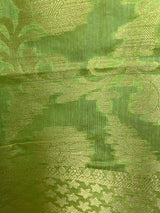 Pastel Light Green Semi Silk dupatta in cotton silk (non-pure) with floral jaal with muted gold zari — Kaash Collection