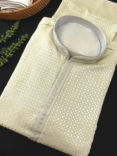 Pastel Mehandi Green Men's Soft Silk Kurta Pajama Set - Kaash