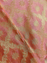 Pastel Peach Banarasi Floral Semi Silk dupatta in soft silk (non-pure) with floral jaal with muted gold zari — Kaash Collection