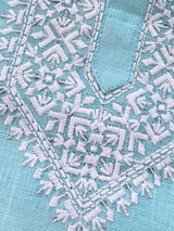 Pastel Sea Blue Color 100 Percent Premium Cotton Kurta with Pajama - Kaash