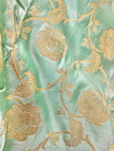 Pastel Sea Green Color Banarasi Satin Silk Traditional Floral Jaal Saree with Gold Zari Jaal Saree - Kaash
