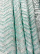 Pastel Sea Green Color Linen blend with Cotton Silk Saree and Embroidery floral buttis - Kaash