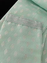 Pastel Sea Green men's kurta pajama in soft silk (non-pure) with silver buttis on soft silk — Kaash Collection