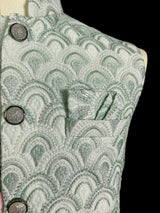 Pastel Sea Green men's Nehru/Modi jacket in cotton silk with embroidery, thread & sequin work — Kaash Collection