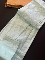 Pastel Sea Green men's kurta pajama in raw silk with light-weight self-design — Kaash Collection