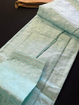 Pastel Sea Green men's kurta pajama in raw silk with light-weight self-design — Kaash Collection