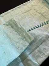 Pastel Sea Green men's kurta pajama in raw silk with light-weight self-design — Kaash Collection