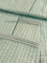 Pastel Sky Blue men's kurta pajama in butter silk (non-pure) with multi-pastel stripes with embroidery — Kaash Collection