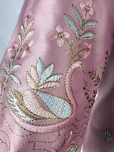 Pastel Tea Pink Designer Soft Silk Kurta Pajama with Emberiodery - Kaash
