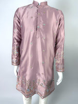 Pastel Tea Pink Designer Soft Silk Kurta Pajama with Emberiodery - Kaash