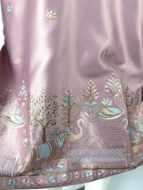 Pastel Tea Pink Designer Soft Silk Kurta Pajama with Emberiodery - Kaash