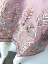 Pastel Tea Pink Designer Soft Silk Kurta Pajama with Emberiodery - Kaash