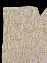Pastel Yellow men's kurta pajama in pure cotton with lucknowi chikankari with silver sequin — Kaash Collection