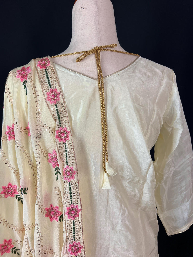 Pastel Yellow Color Salwar Kameez with Dupatta - Embroidery, Mirror and Stone Work - Handwork 3pcs Suit for Women - Designer Dupatta Suit - Kaash