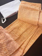 Peach men's kurta pajama in georgette with chikankari embroidery with fancy buttons — Kaash Collection