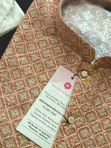 Peach Color Designer Kurta with Floral Digital Print in Soft 100% Cotton with Embroidery and Sequin Work - Kaash