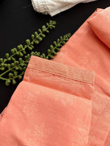 Light Pastel Peach men's kurta pajama in soft silk (non-pure) with simple designer self-design — Kaash Collection
