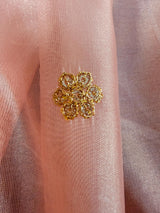 Pastel Peach soft organza dupatta with zari, sequins & silk border — Kaash Collection