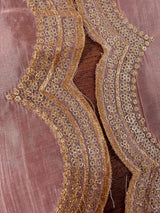 Pastel Peach soft organza dupatta with zari, sequins & silk border — Kaash Collection