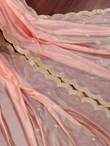 Pastel Peach soft organza dupatta with zari, sequins & silk border — Kaash Collection