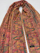 Pastel Peach semi pashmina Kashmiri shawl with kani weave, floral motifs — Kaash Collection