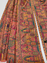 Pastel Peach semi pashmina Kashmiri shawl with kani weave, floral motifs — Kaash Collection