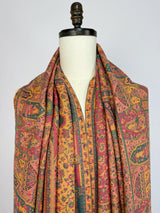 Pastel Peach semi pashmina Kashmiri shawl with kani weave, floral motifs — Kaash Collection
