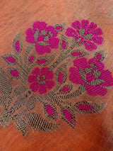 Peach Color Soft Cotton Silk Saree with Floral Buttas - Kaash