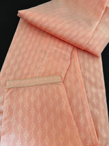 Peach men's kurta pajama in raw silk (non-pure) with self-weave pattern — Kaash Collection