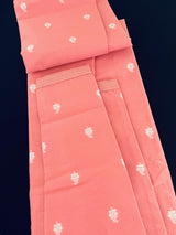 Peachy Pink men's kurta pajama in soft raw silk with self-weave design with cotton lining — Kaash Collection