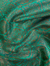 Peacock Green Semi - Tussar Silk Saree With Antique Zari Jaal Weave - Kaash