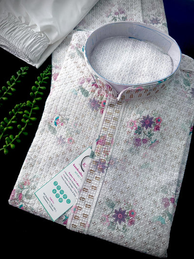 Pearl White White Men Kurta Pajama - Kaash