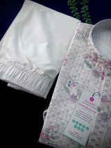 Pearl White men's kurta pajama in premium silk blend with digital prints, fine embroidery & subtle sequin — Kaash Collection
