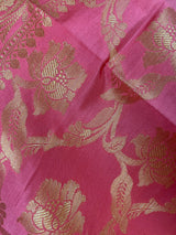 Pink Banarasi Floral Soft Silk dupatta in soft silk (non-pure) with floral jaal with muted gold zari — Kaash Collection