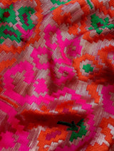 Pink Color Banarsi Cotton Silk Saree with Meenakari and Patola design - Kaash