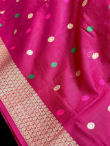 Pink Color Banarsi Cotton Silk Saree with Meenakari and Patola design - Kaash