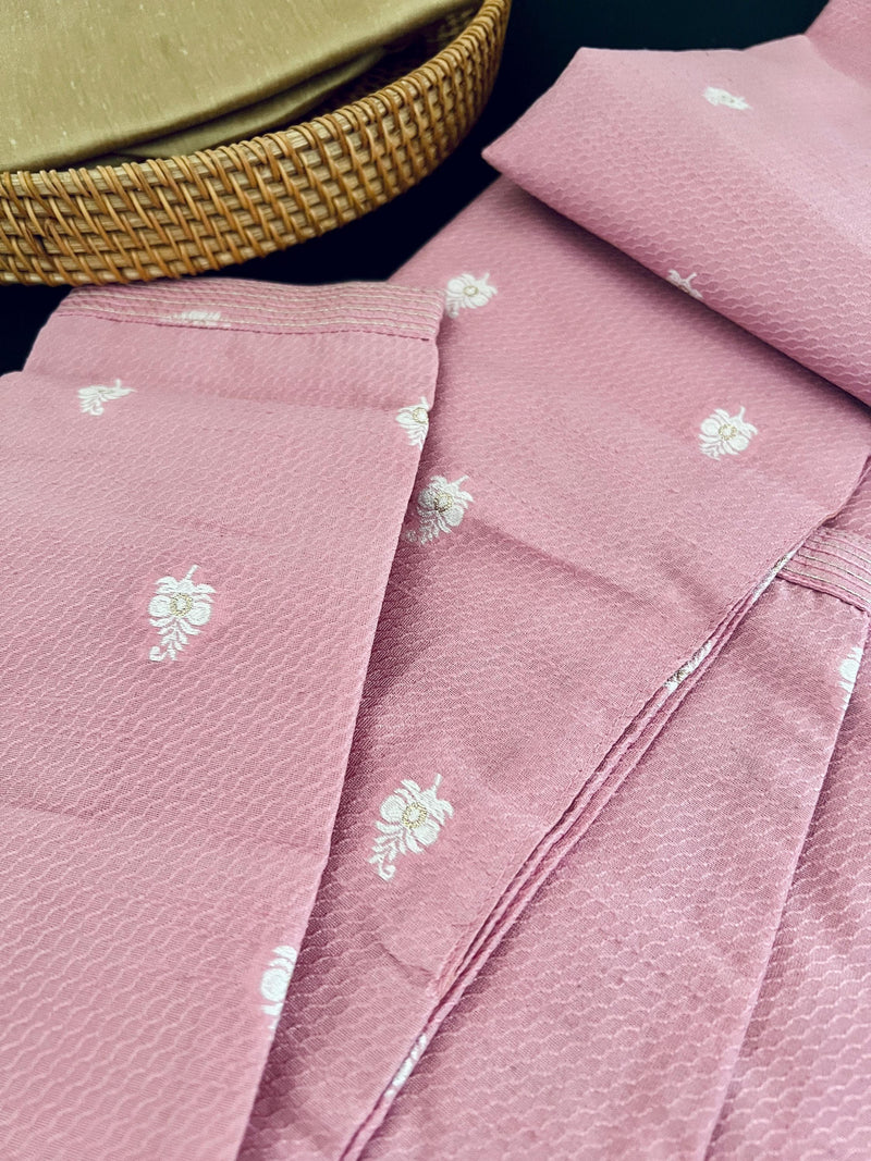 Pink Color Kurta Pajama for Men with Self Design and Embroidery Work with Lining | Men Ethnic Wear | Wedding Wear Kurta for Men - Kaash