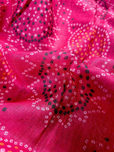 Pink Color Pure Linen by Linen Saree with Bandhani Bandhej Prints - Kaash