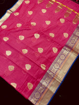 Pink Soft Cotton Silk Saree with Buttas, Zari Weaving butta - Kaash
