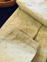 Pista Green men's kurta pajama in jute silk with self-weave design with zari weave — Kaash Collection