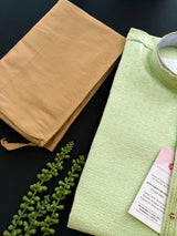 Pista Green Color Men Kurta Pajama in Raw Silk - Kaash