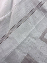 Plain White Color Handloom Linen Saree with Copperish Gold Zari and tiny Sequins - Kaash