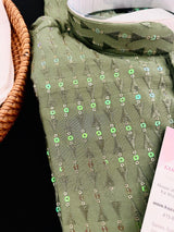 Green men's kurta pajama in premium silk with all-over sequin & embroidery on premium silk — Kaash Collection