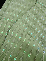 Green men's kurta pajama in premium silk with all-over sequin & embroidery on premium silk — Kaash Collection