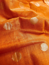 Pure Linen By linen in Orange Color with small Sliver Zari Balls - Kaash